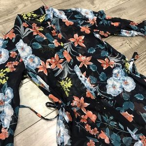 Zara floral duster with waist tie